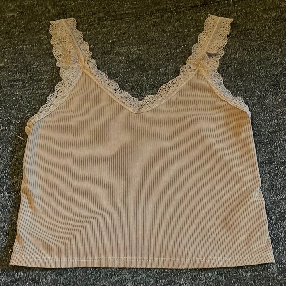 American eagle cropped lace tank top brown